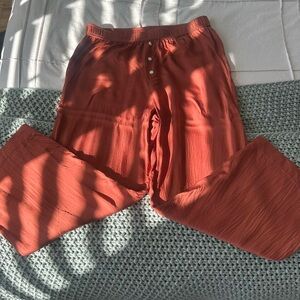 Anthropologie Satin Terracotta Lounge Pants